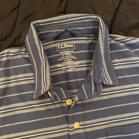 L.L. Bean Lakewashed Performance Polo - Bright Mariner Stripe - Large Tall - Picture 2 of 3